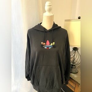 Adidas Black Hoodie with Rainbow Trefoil Logo